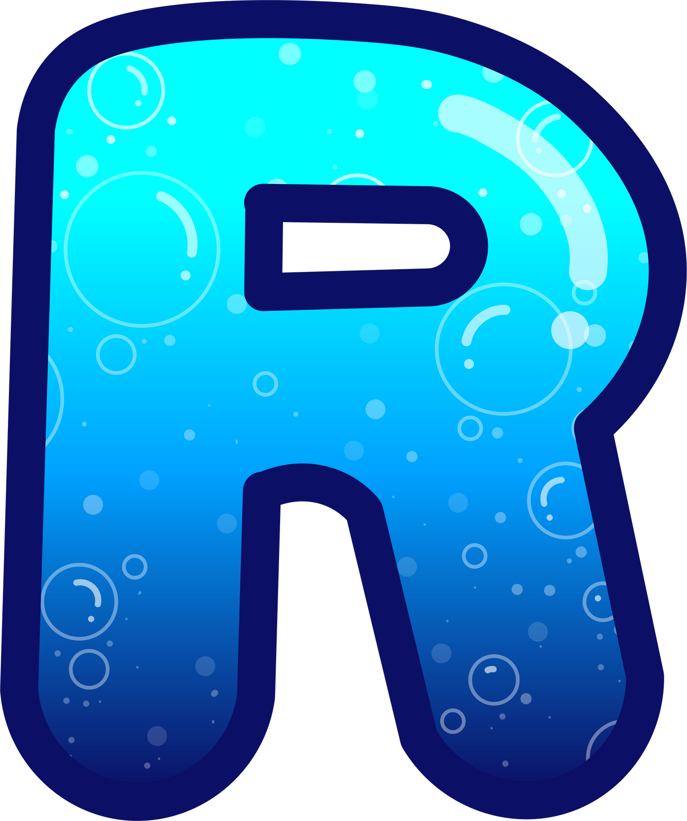 deep sea bubble alphabet R