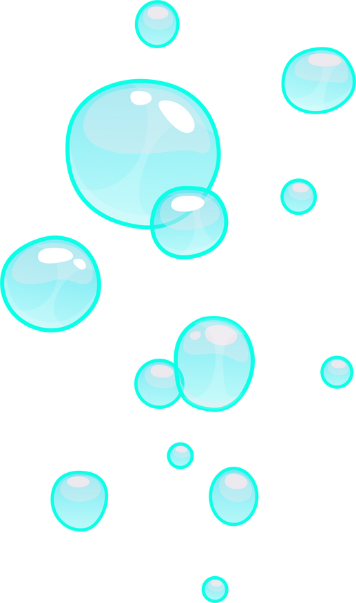 Underwater game cartoon bubbles in blue water